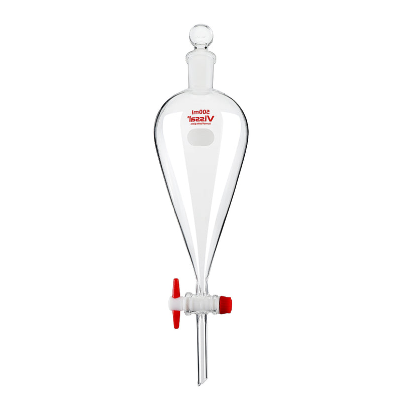 500mL 24/40 Pyriform Borosilicate Glass Separatory Funnel Pear Shape PTFE Stopcock Laboratory