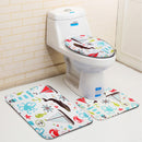 Marine Animal Bathroom Shower Curtain Toilet Cover Bath Mat Non-Slip Rug Set