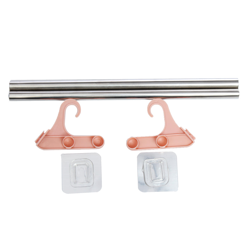 Suction Cup Bathroom Kitchen Double Towel Holder Rack Rail Shelf Rack Hanger Bar