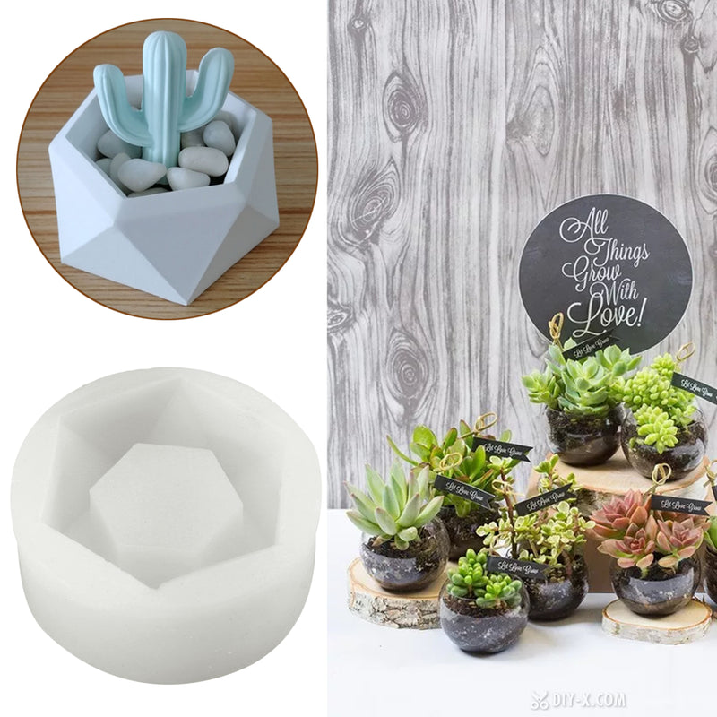 Hexagon Flower Pot Silicone Molds DIY Garden Planter Concrete Vase Soap Mould