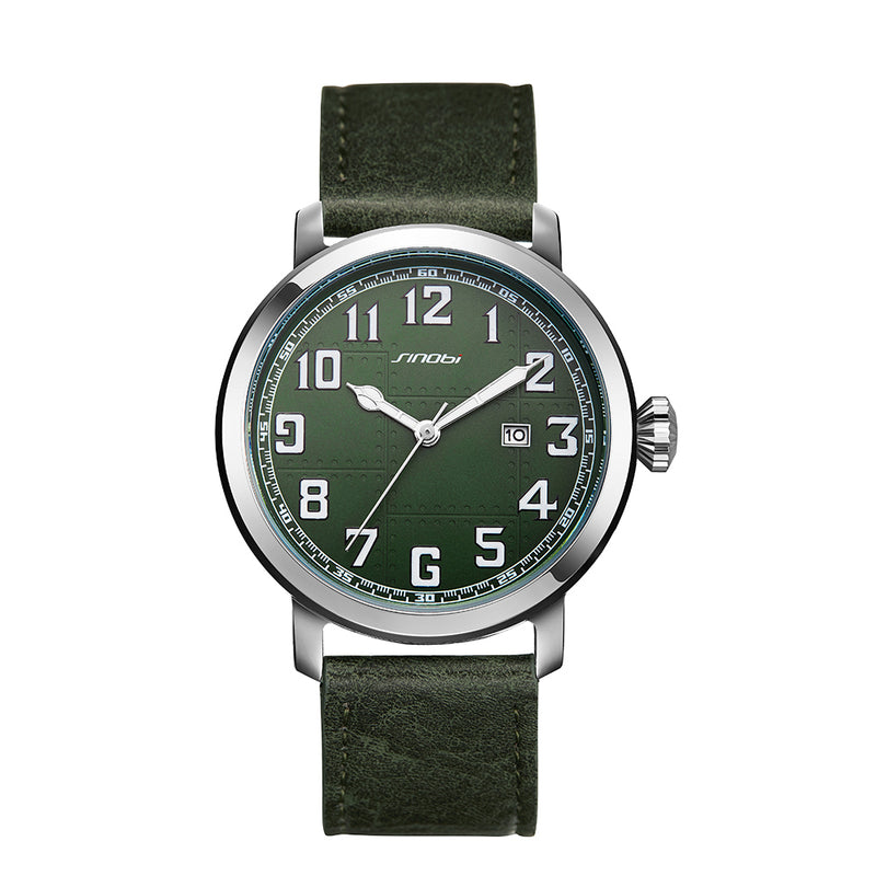 SINOBI 9813 Fashion Big Number Luminous Display Men Business Style Quartz Watch