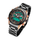 STRYVE S8020 LCD 5ATM Waterproof Week Display Full Steel Fashion Men Dual Display Digital Watch