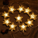 1.2M Battery Powered 10 LED Warm White Wooden Romantic Pentagram String Light Holiday Lamp DC3V