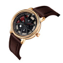SANDA P1025 360 Rotating The Wheels Dial Fashion Leather Strap Quartz Watch