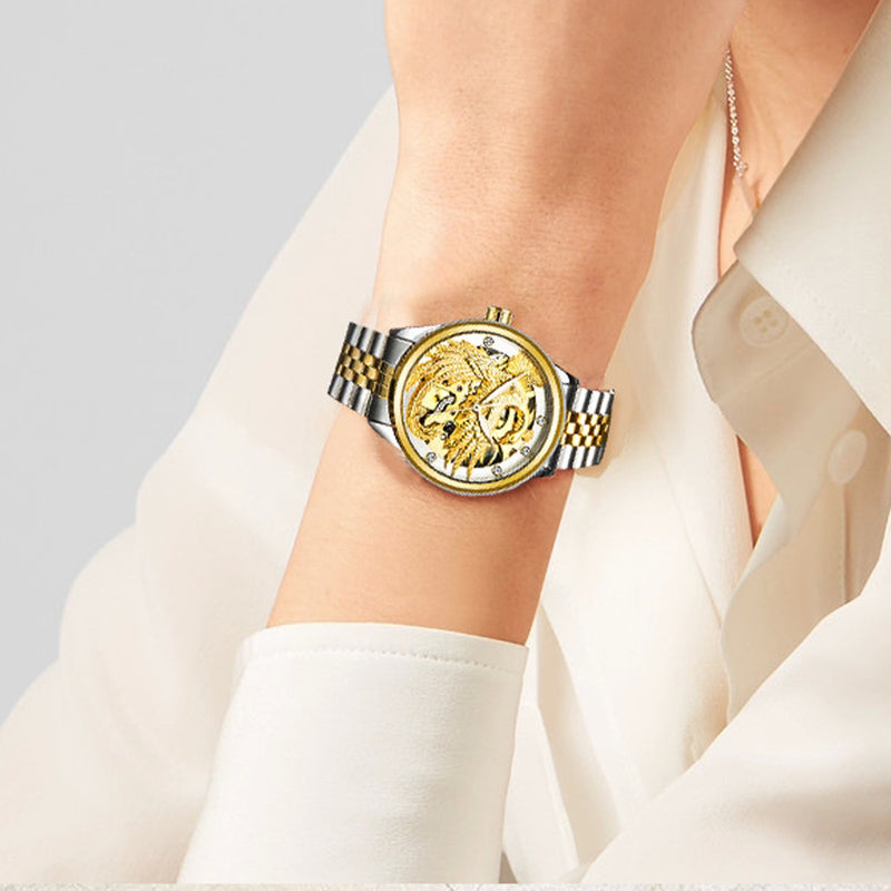 TEVISE 9006 3D Phoenix Dial Display Automatic Mechanical Watch Full Steel Waterproof Unisex Watch
