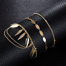 Bohemian Multi-layer Gold Bracelet Set Arrow Tassel Pendant Chain Charm Bracelet for Women