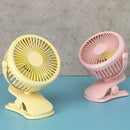 USB Charging Mini Electric Clip Table Fan 720 Degree Rotating 3 Gear Speeds Silent Cooling Fan with LED Night Light