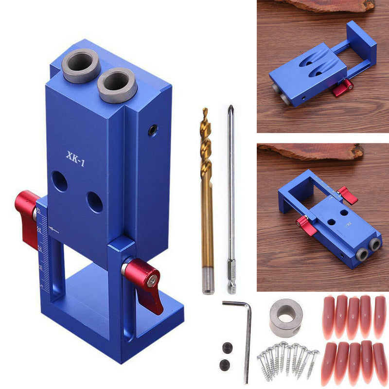 5pcs Pocket Hole Jig Kit System Woodworking Joinery Step Drill Bit Wood Oblique Drill Guide Tool