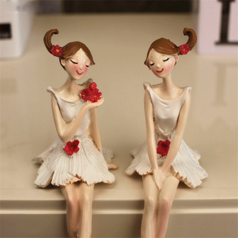 2pcs/set Beautiful Girl & Angel Creative Resin Doll Ornaments Fairy Statue Wedding Home Decorations
