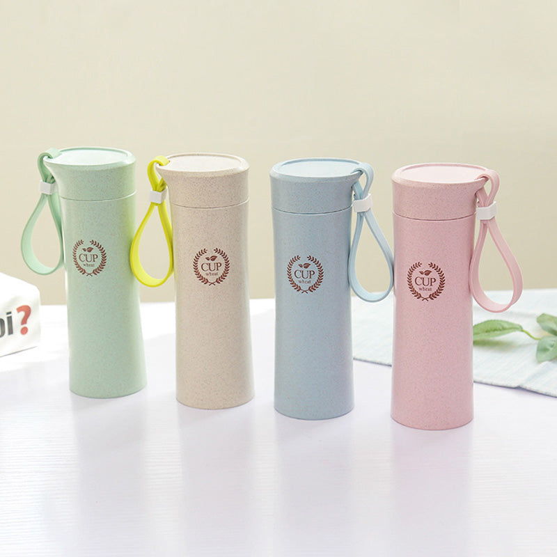 KCASA KC-WHE04 360mL Wheat Straw Fiber Bottle Portable Mug Travel Outdoor Sports Water Cup Creative