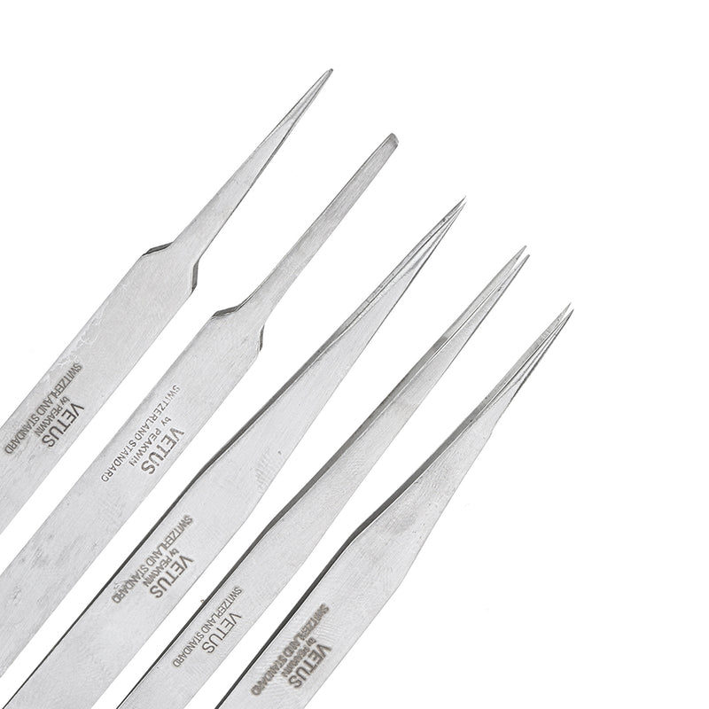 VETUS Stainless Steel Tweezer Repair Hyperfine High Precision Anti Acid Tweezer Eyebrow Tweezer False Eyelash Extension Tool ST10 ST11 ST12 ST13 ST14