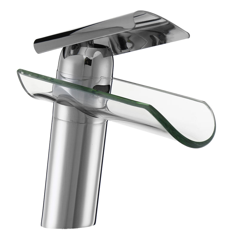 Chrome Solid Brass Glass Faucet Waterfall Bathroom Kitchen Basin Sink Mixer Tap