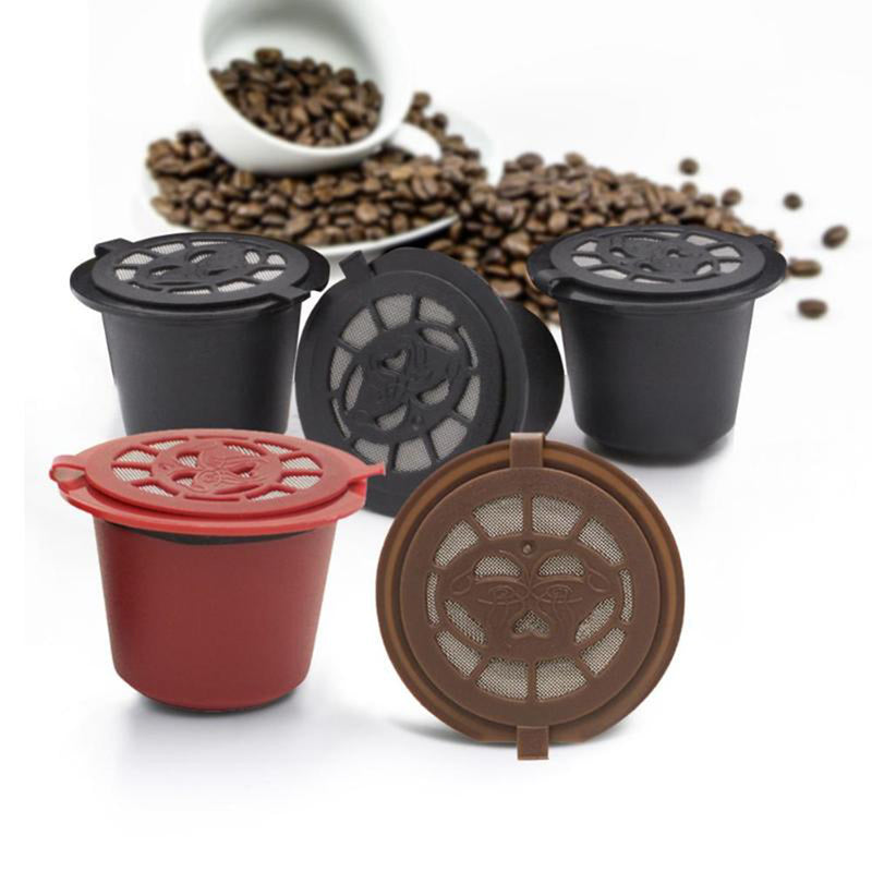 6Pcs/Set 50-100ml Refillable Coffee Capsule Cup Reusable Coffee Pods w/ Coffee Spoon Brush for Nescafe Dolce Gusto Brewer