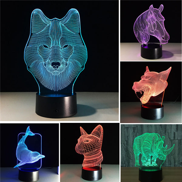 Colorful Festival Halloween LED 3D Illusion Lamp Night Light TF Card bluetooth Speaker
