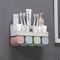 Toothbrush Holder Set Storage Suplies Save Space No Drill Wall Mount Toothpaste Dispenser Multi-Functional Slots Bathroom Strong Traceless Hander