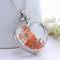 Sweet Natural Dried Flower Inside Necklace Crystal Heart Pendant for Women Best Gift
