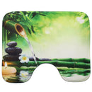 71" x 71" Waterproof Fiber Bathroom Shower Curtain Toilet Cover Non-Slip Rug Mat