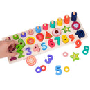 Fruit Number Math Sorting Puzzles Blocks Toys Counting Stacker Wooden Educational Toys