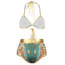 Sexy Bronzing Flower Printed Swimwear Underwire High Waist Nylon Bikinis Sets