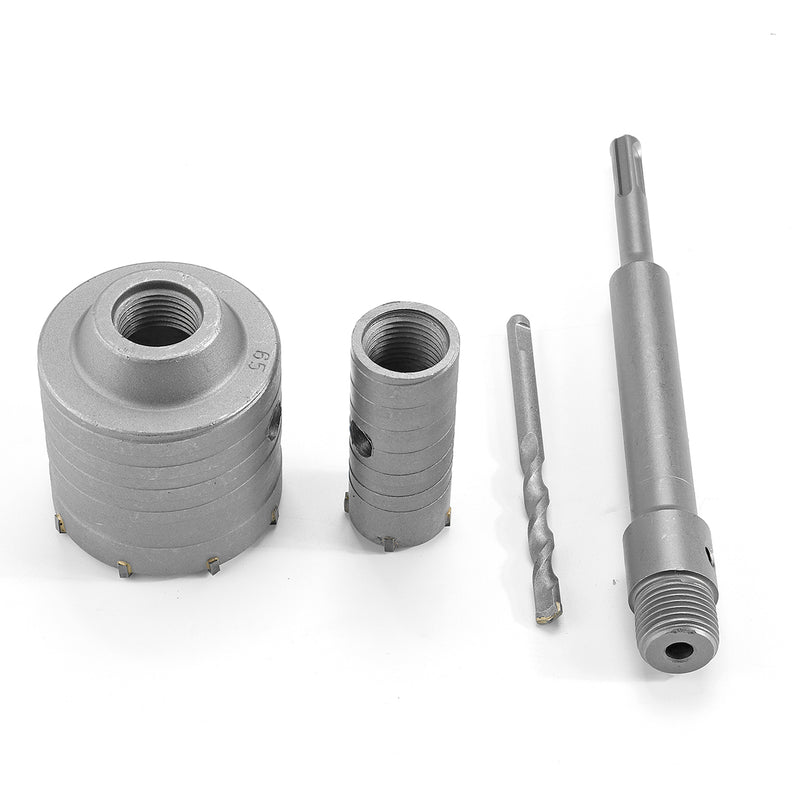 30 and 65mm Concrete Cement Wall Hole Saw Cutter Drill Bit 200mm SDS Shank Rod Wrench Tool Kit