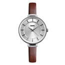 SKMEI 1184 Simple Design Ladies Wrist Watch Genuine Leather Strap Quartz Watches