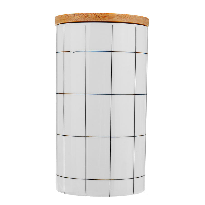 Ceramic Storage Jars Wooden Lids Tea Sugar Coffee Canisters Kitchen Container