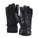 USB Electric Heated Gloves Leather Waterproof Thermal Winter Warmer MTB Motorcycle Black