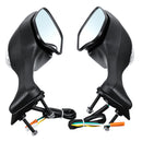 Pair Motorcycle Rear View Mirrors Turn Signal Light For Honda CBR1000RR 2008-2013