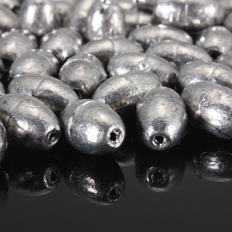 50pcs Metal Olive Shape Leads Sinkers Fishing Sinker Pure Lead Making Sea Fishing Sinker Tackle