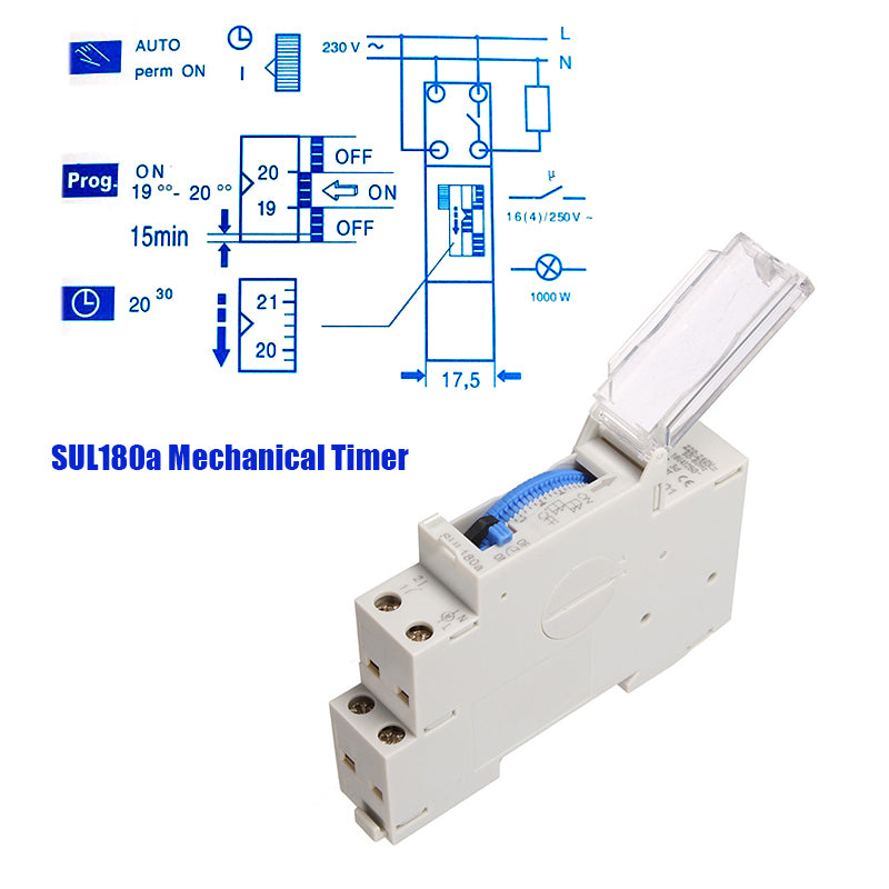 SUL180a 15 Minutes Programmable Din Rail Mechanical Timer Switch
