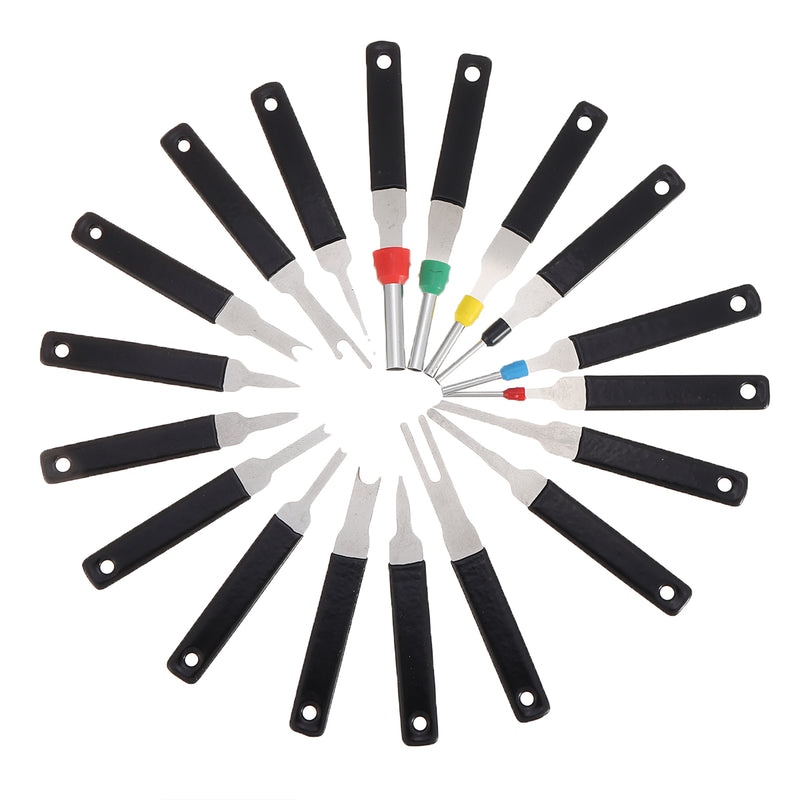 18pcs Car Plug Circuit Board Wire Harness Terminal Extraction Pick Connector Crimp Pin Back Needle Removal Tool