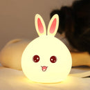 Color Changing Silicone Rabbit Night Light Remote Control Rechargeable Bedside Lamp