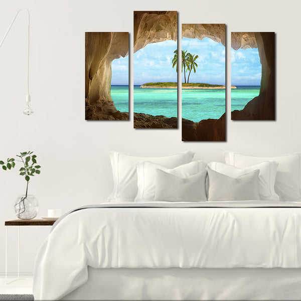 Miico Hand Painted Four Combination Decorative Paintings Isolated Island Wall Art For Home Decoration