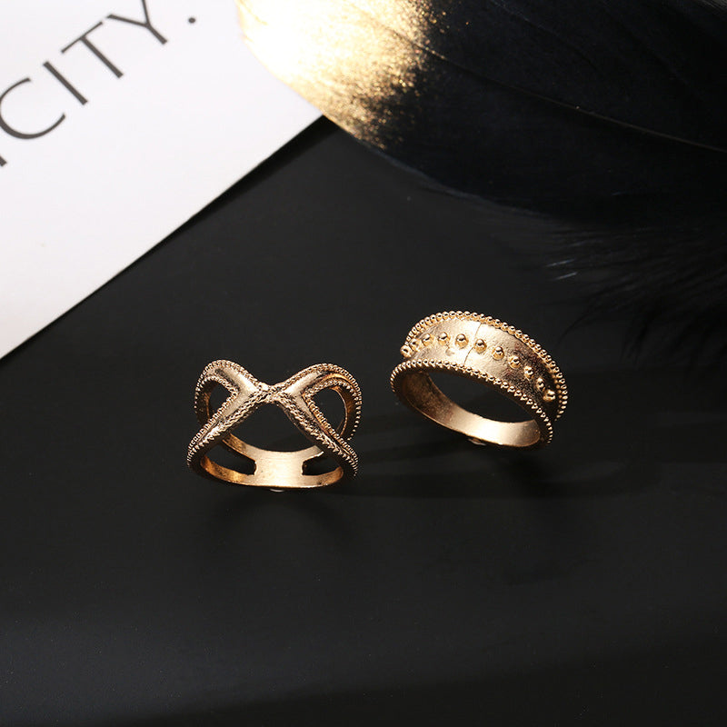 5 Pcs Bohemian Finger Rings Set Round Geometric Ring Fashion Jewelry for Women