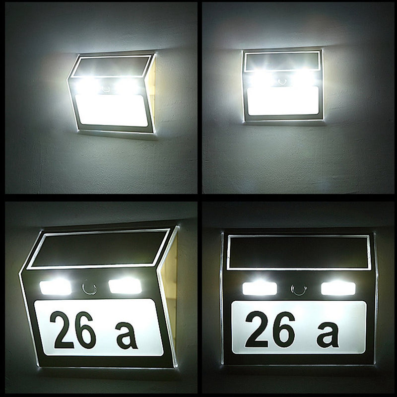 Solar Power 7 LED PIR Motion Sensor House Number Light Door Sign Wall Street Lamp