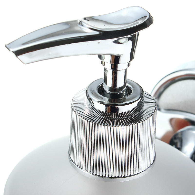Stainless Steel Wall Mounted Soap Dispenser Holder Shampoo Bottle Frosted Glass