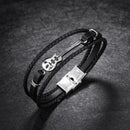 Creative Mini Guitar Men's Leather Multilayer Braided Titanium Steel Bracelet