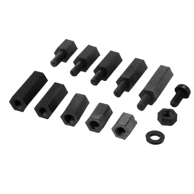 Suleve M3NH17 780Pcs M3 Nylon Screw Black Hex Screw Nut PCB Standoff Spacer Column Assortment Kit