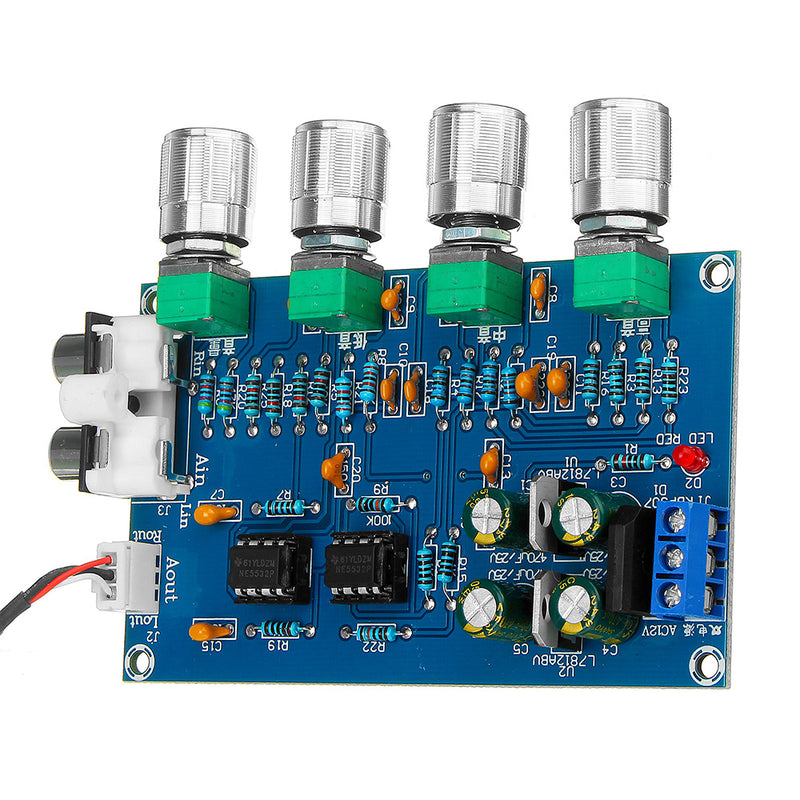 NE5532 C2-001 AC 12-24V Power 4 Channel  Adjustment Amplifier Tuning Board Preamplifier