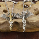 Pterosaur Golden  Titanium Steel Men's Necklace