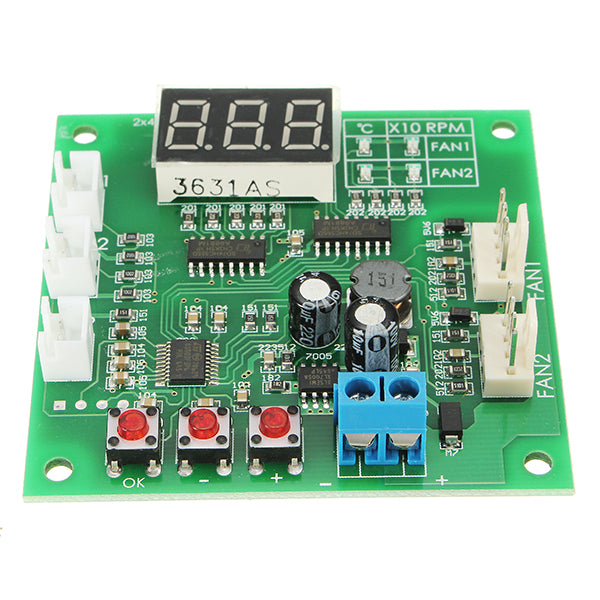 ZHIYU DC 12V 24V 48V 2 Way Cooling PWM 4 Wire Fan Temperature Controller Temperature Speed Display