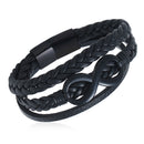 Stainless Steel Buckle Leather Alloy Black Plated 8 Word Imitation Leather Bracelet