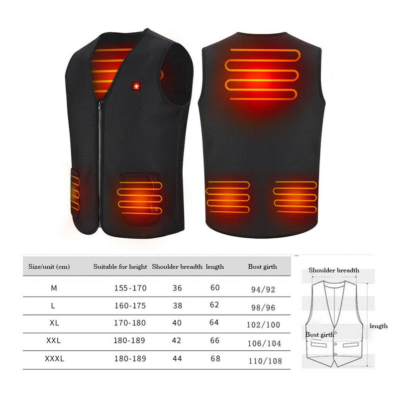 Electric Vest Heated Jacket USB Warm Shoulder Back Waist Abdomen Up Heating Pad Winter Body Warmer Cloth