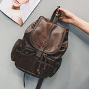 PU Leather Backpack Travel Camping Drawstring Bag School Bag Shoulder Pack Handbag