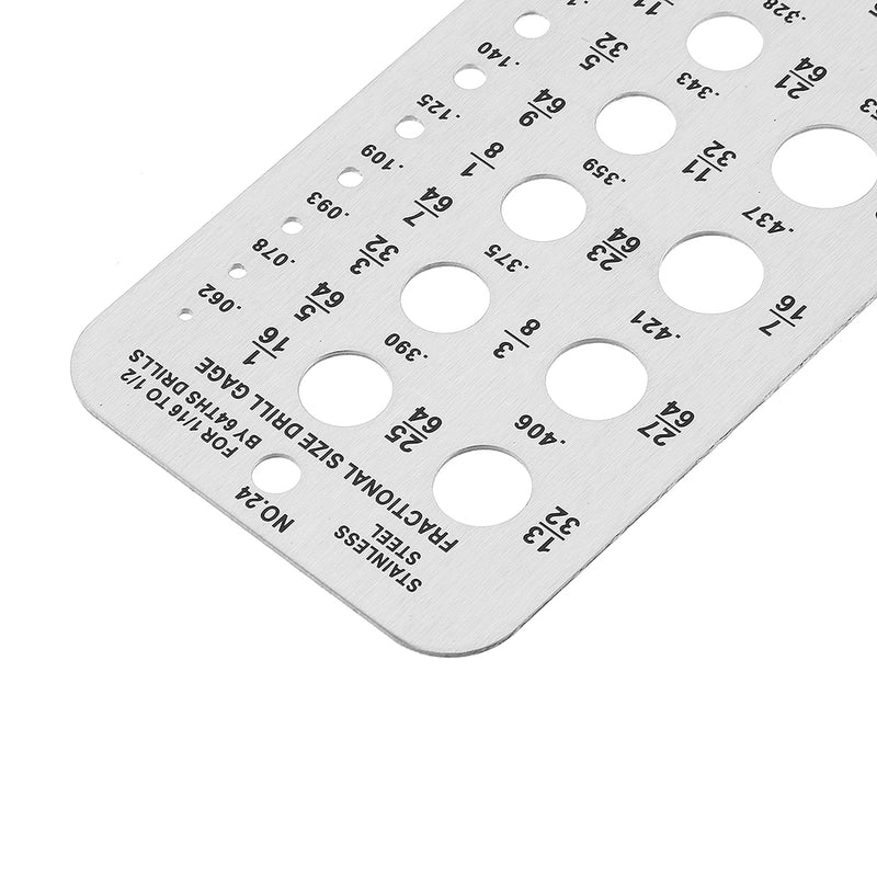 Stainless Steel 29 Size 1/16 to 1/2 Inch Drill Bit Gauge Bolt and Wire Gauge Drill Gauge