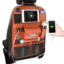 PU Leather Car Back Seat Organizer Black 10 Pockets Hanging Bags Storage Baskets with 4 USB Port