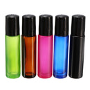 5PCS 10ml 1/3oz 5 Color Roll on Glass Bottles Essential Oil Perfume Roller Ball !