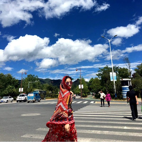 Honana WX-18 100x180cm Bohemian Linen Beach Towel National Style Woman Bath Towel Scarf Bed Sheet Tapestry