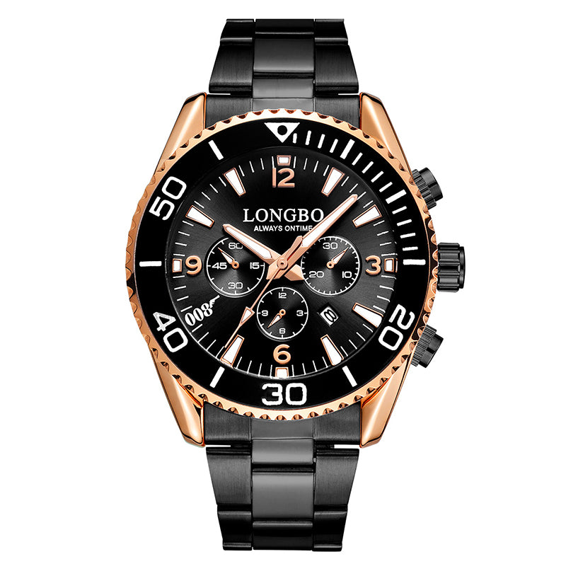 LONGBO 80523 Fashion Full Steel Luminous Display Waterproof Business Style Men Quartz Watch
