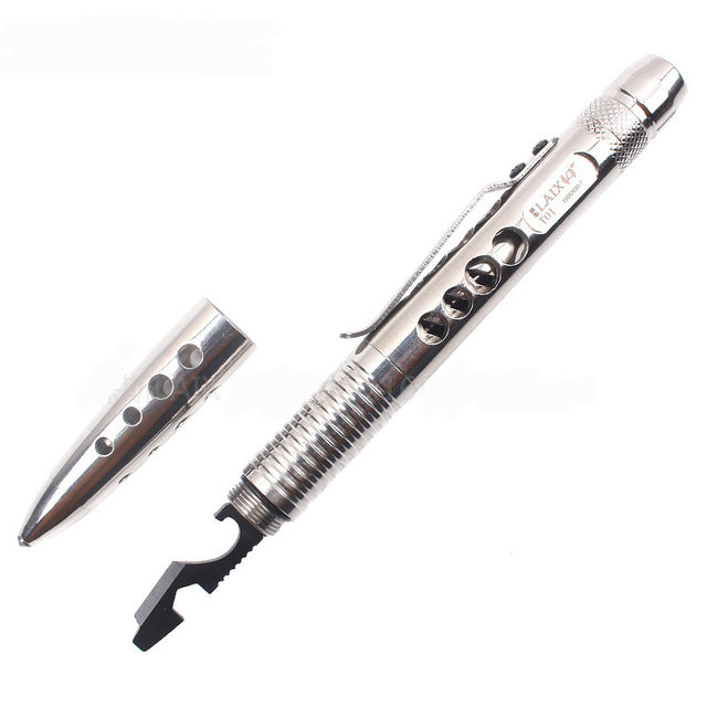 Laix T01 Self Defensive Tactical Ballpoint Pen EDC Stainless Steel Outdoor Survival Tools LED Flashlight Cutter Saw Tungsten Head Bottle Opener